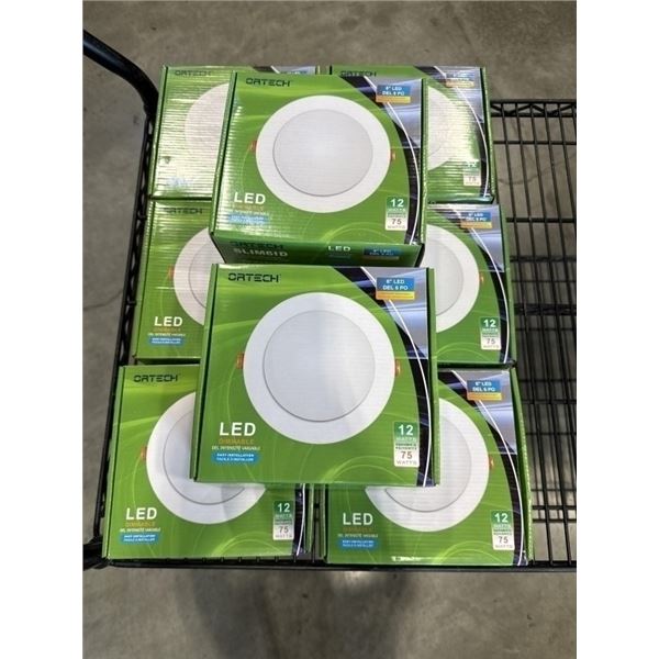 8 NEW ORTECH 6 INCH LED RECESSED DOWNLIGHTS, DIMMABLE WITH EASY INSTALL BOXES INCLUDED, 700 LUMENS S