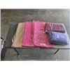 Image 1 : NEW BATH MATTS AND TOWELS, 2 28X56 INCH BATH TOWELS, 1 40X70 BEACH TOWEL, 2 23.5 X 35.5 SOFT FOAM BA