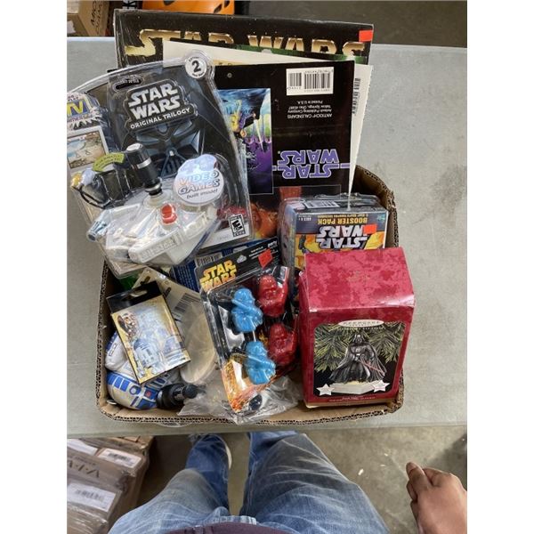 LOT OF STARWARS COLLECTIBLES INCLUDING CALENDAR, STAIONARY, ACTION FIGURES, RETAIL $149