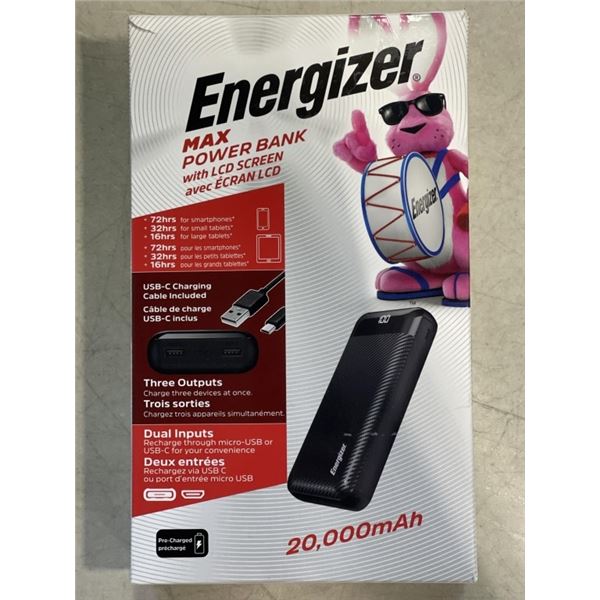 ENERGIZER MAX POWER BANK WITH  LCD SCREEN, 20,000MAH
