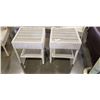 Image 2 : 4 WHITE WICKER PATIO CHAIRS AND 2 SIDE TABLES