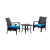 Image 1 : BRAND NEW PATIO FLARE 'WHYLIE' 3PC CHAT SET WITH BLUE CUSHIONS, RETAIL $669