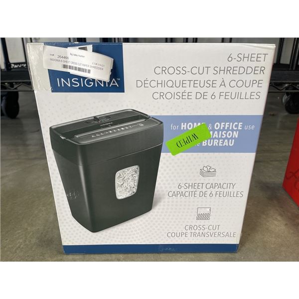 INSIGNIA 6 SHEET CROSS CUT PAPER SHREDDER - TESTED WORKING, RETAIL $69