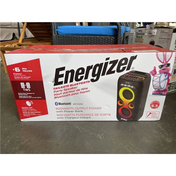 ENERGIZER BTS566 PORTABLE BLUETOOTH SPEAKER WITH WIRELESS MIC - TESTED WORKING, RETAIL $199