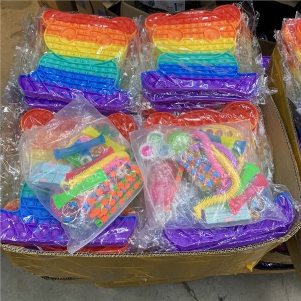40 NEW XL POPPIT PANDAS AND 2 SETS OF NEW ASSORTED FIDGIT SENSORY TOYS