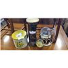 Image 1 : VINTAGE NESTING TIN SET, WOODEN DRUM, AND 2 SNOW GLOBES