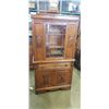 Image 1 : SOLID WOOD HUTCH W/ GLASS FRONT, 4 DOORS AND DRAWER