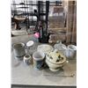 Image 1 : LARGE LOT OF LIDDED TUREENS, CERAMIC PLANETRS, GLASS LIDDED VASES ETC