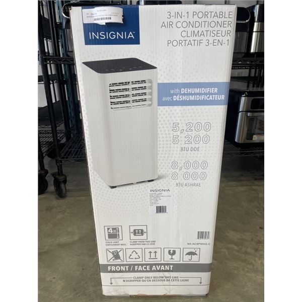 INSIGNIA 8000 BTU PORTABLE AIR CONDITIONER - TESTED WORKING, RETAIL $499
