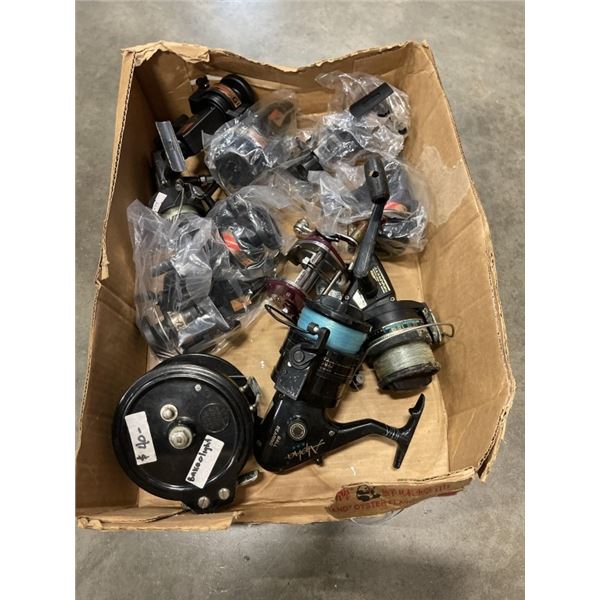 ASSORTED FISHING REELS, INCLUDING NEW SPINNING REELS, VINTAGE STEELITE REEL AND MORE