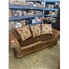 Image 1 : BROWN PILLOW BACK SOFA WITH LEATHER ACCENTS