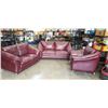 Image 1 : 3PC LEATHER SOFA, LOVESEAT AND CHAIR MODERN CHROME LEGS