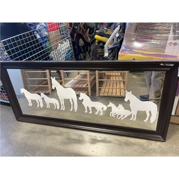 LARGE WALL MIROR WITH HORSE DECOR, 65 INCH X 29 INCH