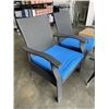 Image 3 : BRAND NEW PATIO FLARE 'WHYLIE' 3PC CHAT SET WITH BLUE CUSHIONS, RETAIL $669