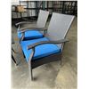 Image 5 : BRAND NEW PATIO FLARE 'WHYLIE' 3PC CHAT SET WITH BLUE CUSHIONS, RETAIL $669