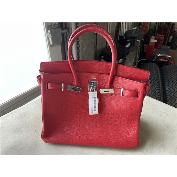 HERMES RED LEATHER PURSE, UNAUTHENTICATED