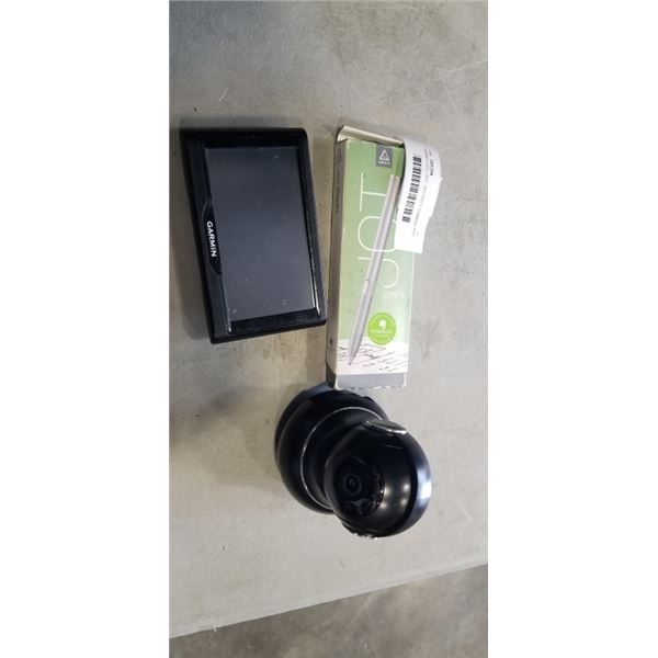 GARMIN GPS UNIT, SECURITY CAMERA AND SMART PENCIL