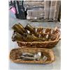 Image 3 : 2 BASKETS WITH VINTAGE CUTLERY AND BRASS GOBLETS