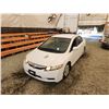 Image 4 : 2009 HONDA CIVIC, WHITE, 184524 KMS, FRONT WHEEL DRIVE. - D801133