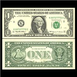 1999 $1 Federal Reserve Note Crisp Unc FANCY NUMBER (CUR-05984)