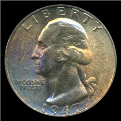 1947 Washington 25c Quarter Coin Graded MS67 Great Toning (COI-5309)