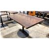 Image 1 : DARK WOOD 48"W X 30"D X 30"H BLACK METAL BASE RECTANGULAR COMMERCIAL RESTAURANT TABLE