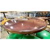 Image 3 : DARK WOOD 53"W X 43"H BLACK METAL BASE ROUND COMMERCIAL BAR HEIGHT RESTAURANT TABLE WITH 7 GREEN