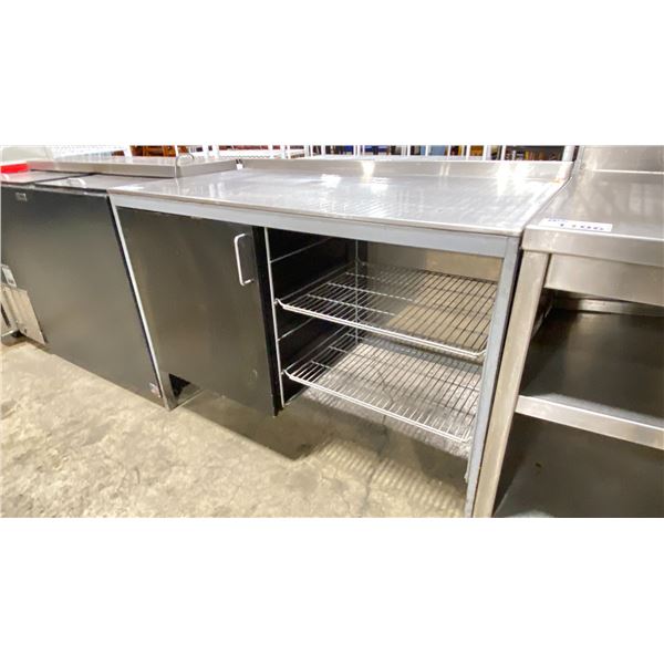 STAINLESS STEEL / BLACK 50"W X 25 1/2"D X 35 1/2"H COMMERCIAL 3 TIER SINGLE DOOR WORK SURFACE WITH