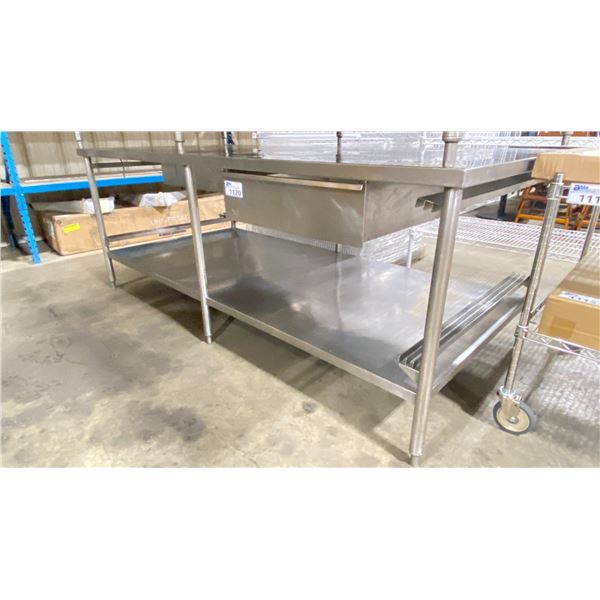 QUEST 2 DRAWER STAINLESS STEEL 92"W X 44"D X 35"H COMMERCIAL PREPARATION TABLE WITH DUAL 3 SLOT