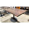 Image 1 : DARK WOOD 48"W X 30"D X 30"H BLACK METAL BASE RECTANGULAR COMMERCIAL RESTAURANT TABLE
