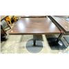 Image 3 : DARK WOOD 30"W X 25"D X 30"H BLACK METAL BASE SQUARE COMMERCIAL RESTAURANT TABLE