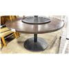 Image 1 : DARK WOOD 54"W X 31"H BLACK METAL BASE ROUND COMMERCIAL RESTAURANT TABLE