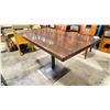 Image 1 : DARK WOOD 48"W X 30"D X 30"H BLACK METAL BASE RECTANGULAR COMMERCIAL RESTAURANT TABLE