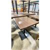 Image 1 : DARK WOOD 30"W X 25"D X 29"H BLACK METAL BASE SQUARE COMMERCIAL RESTAURANT TABLE