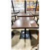 Image 2 : DARK WOOD 30"W X 25"D X 29"H BLACK METAL BASE SQUARE COMMERCIAL RESTAURANT TABLE