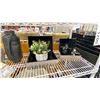 Image 4 : 2 SHELVES OF ASSORTED DECOR ITEMS, BOOKS, CANDLES, CRYSTALS, FAUX PLANTS & PICTURE FRAMES