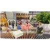 Image 6 : 2 SHELVES OF ASSORTED DECOR ITEMS, BOOKS, CANDLES, CRYSTALS, FAUX PLANTS & PICTURE FRAMES
