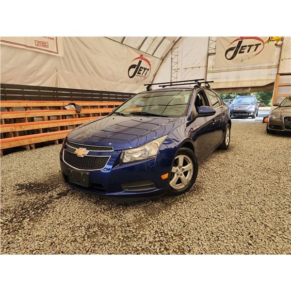 2012 CHEVROLET CRUZE LT, BLUE, 139031 KMS, FRONT WHEEL DRIVE. - P343606