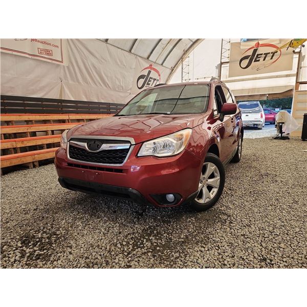 2016 SUBARU FORESTER, RED, 219693 KMS, ALL WHEEL DRIVE. - D528549