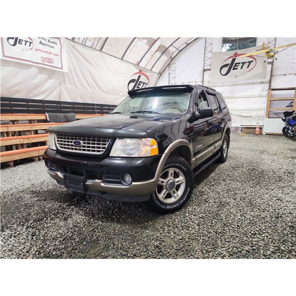 2002 FORD EXPLORER, BLACK, 231144 KMS, FOUR WHEEL DRIVE. - BB66623