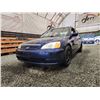 Image 2 : 2002 HONDA CIVIC, BLUE, 227874 KMS, FRONT WHEEL DRIVE. - B929825