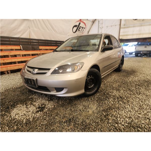 2004 HONDA CIVIC, BROWN, 157271 KMS, FRONT WHEEL DRIVE. NO RESERVE. - D902161