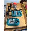 Image 1 : Makita chargers and a battery