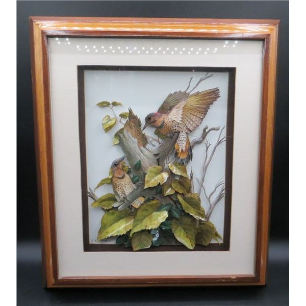 Vintage 3D Layered Bird Picture Framed 13" x16" by AJ Rudisill