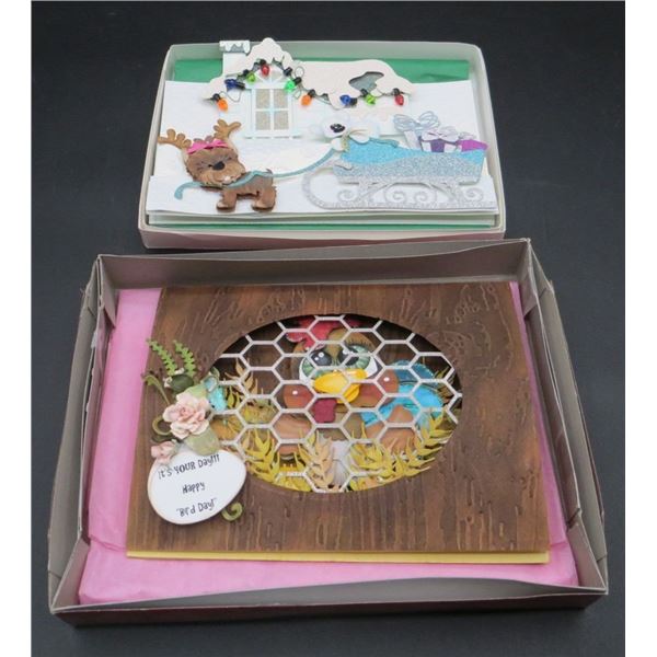 Lot of 2 Handmade Greeting Cards Blank Inside