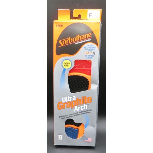 New Sorbothane Ultra Graphite Arch Insoles Mans Size 11-12