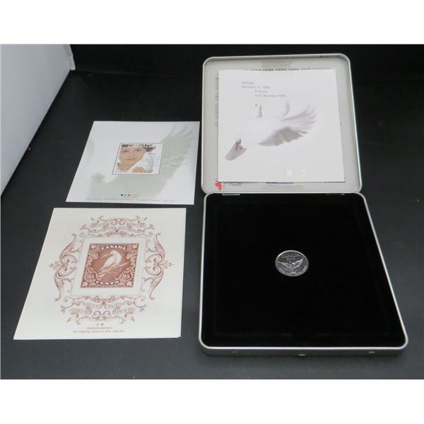 1999-2000 Official Canada Post Millennium Keepsake Dove Coin and 3 Stamp Set