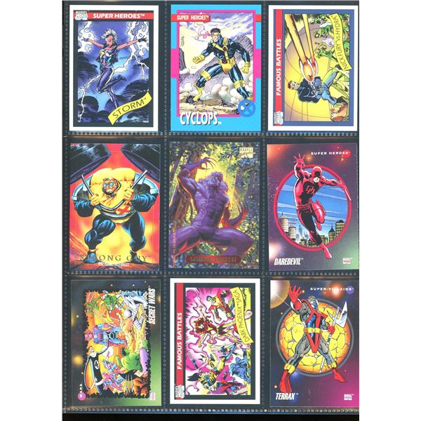 Lot Of 9 Various Marvel Collector Cards