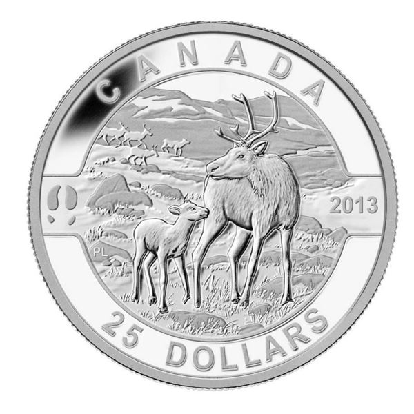 RCM 2013 $25 O Canada The Caribou - Pure Silver Coin