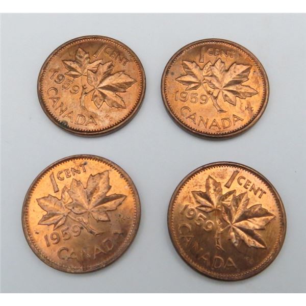 4x Canadian Pennies 1959